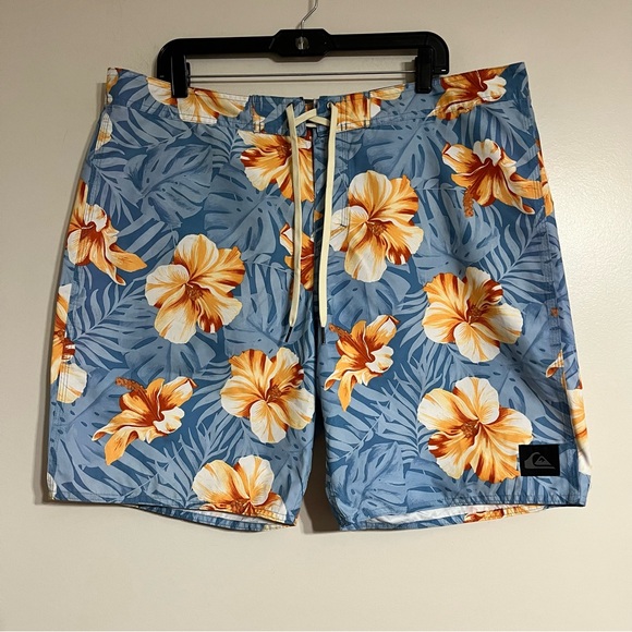 Quiksilver Other - Quiksilver Board Shorts Blue Floral Swim Trunks Men’s Size 38 Inseam 9”